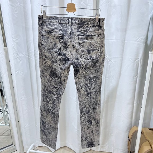 Forever 21 Men Abstract Gray Skinny Denim Jeans Pants - Picture 2 of 5